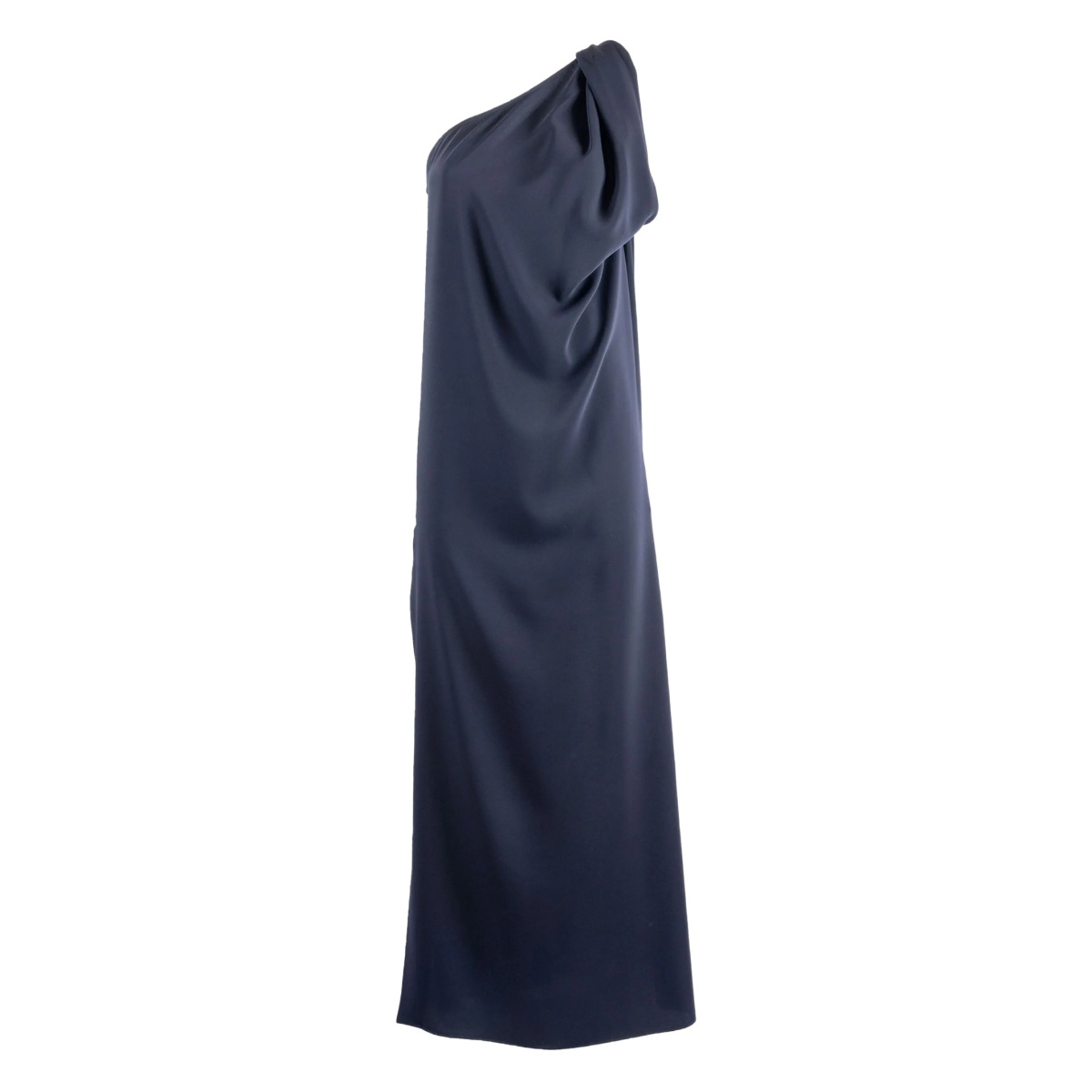 one-shoulder draped day dress