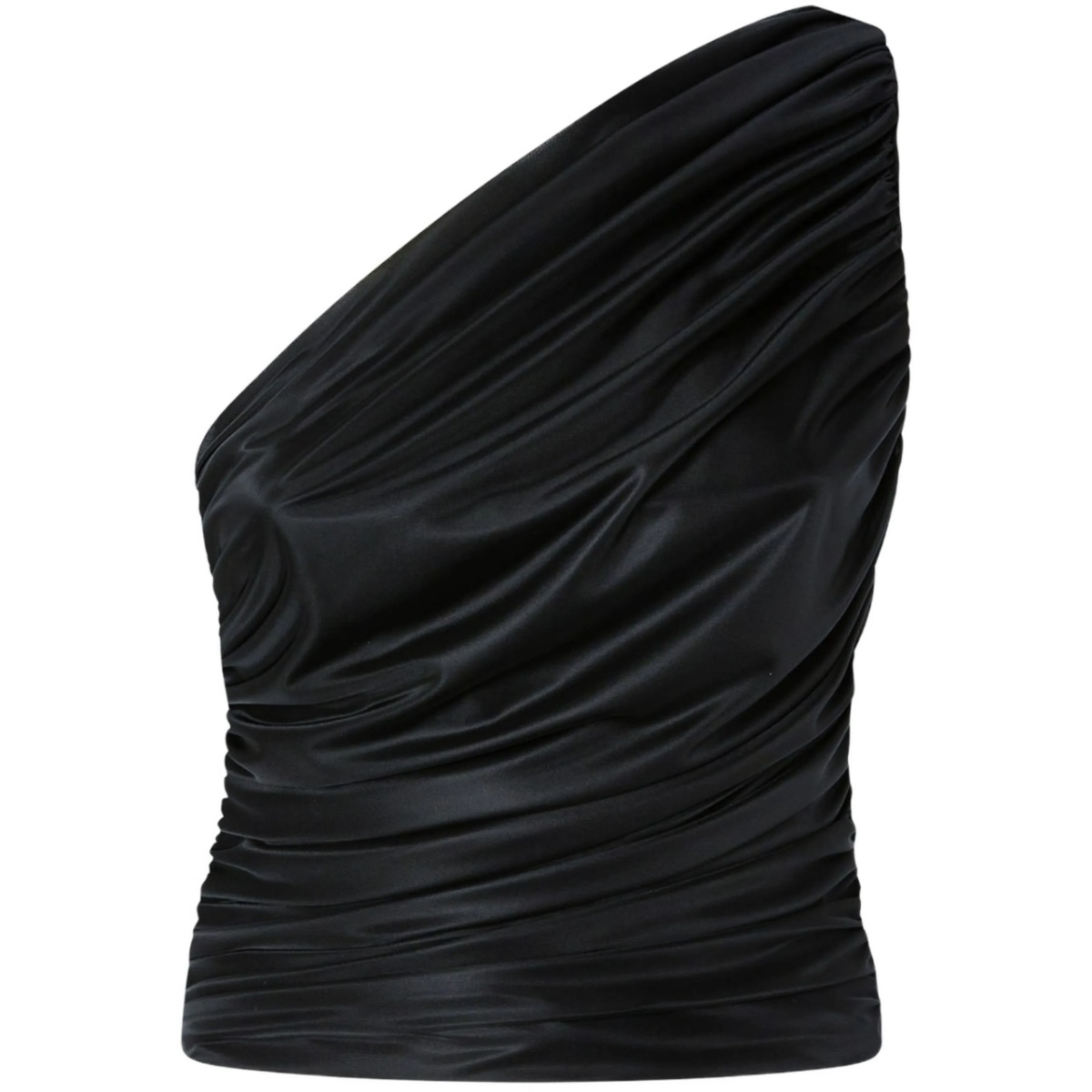 one-shoulder tulle top