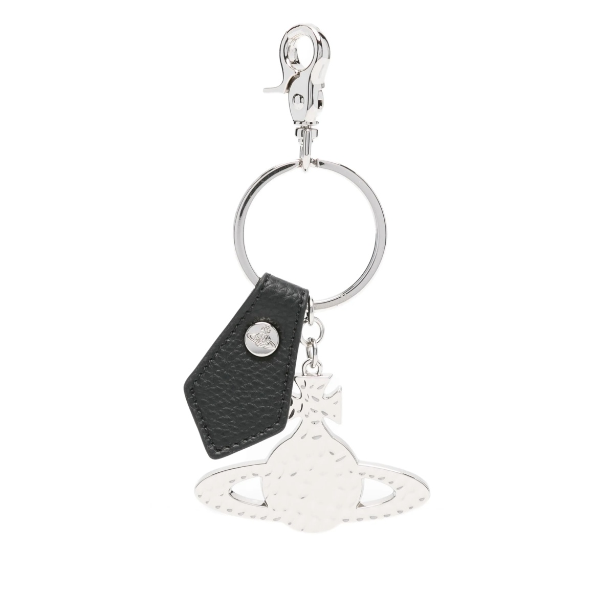 Orb-plaque leather keyring