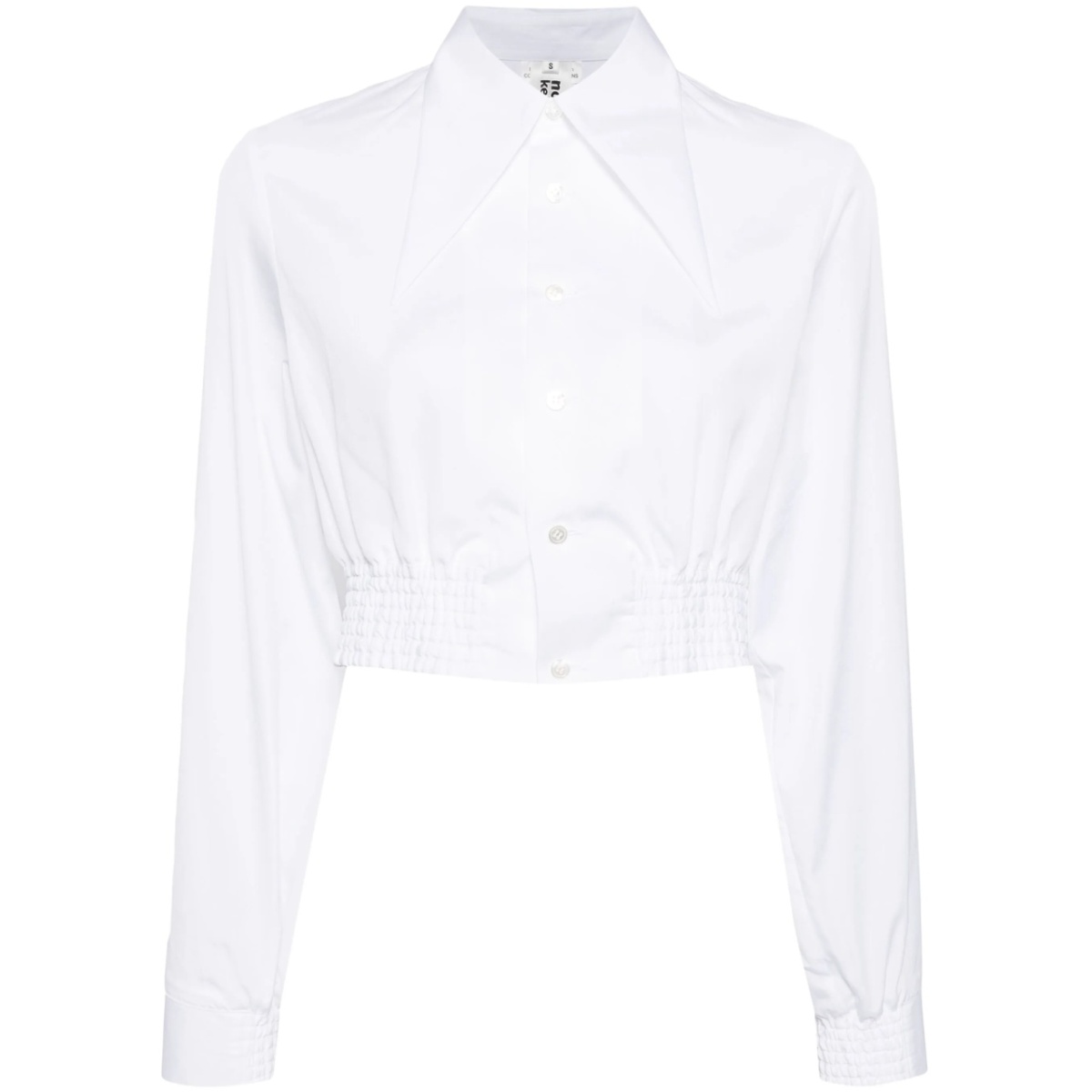 oversized-collar cropped shirt