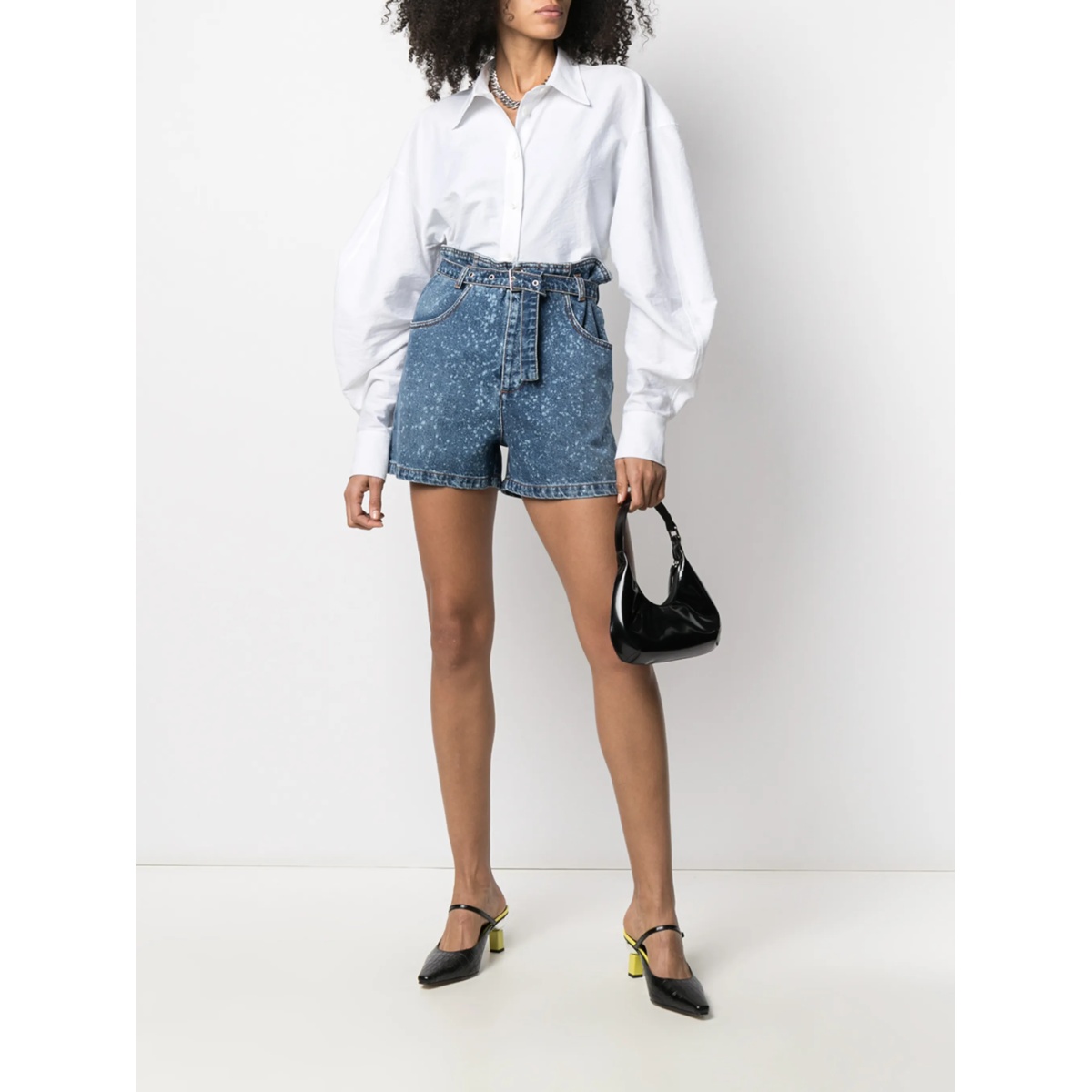 paint-splatter print denim shorts - Img 2