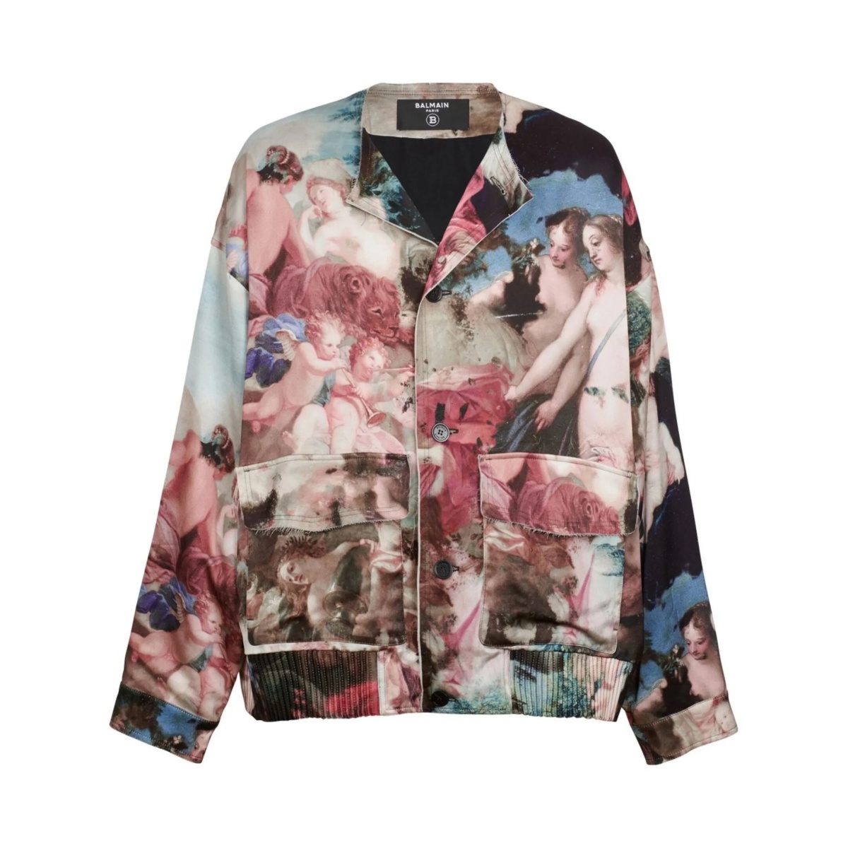 painting-print satin jacket
