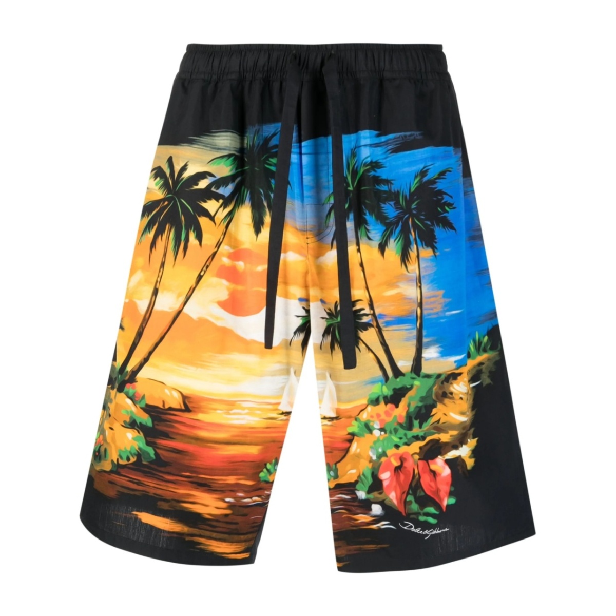 palm tree-print cotton shorts