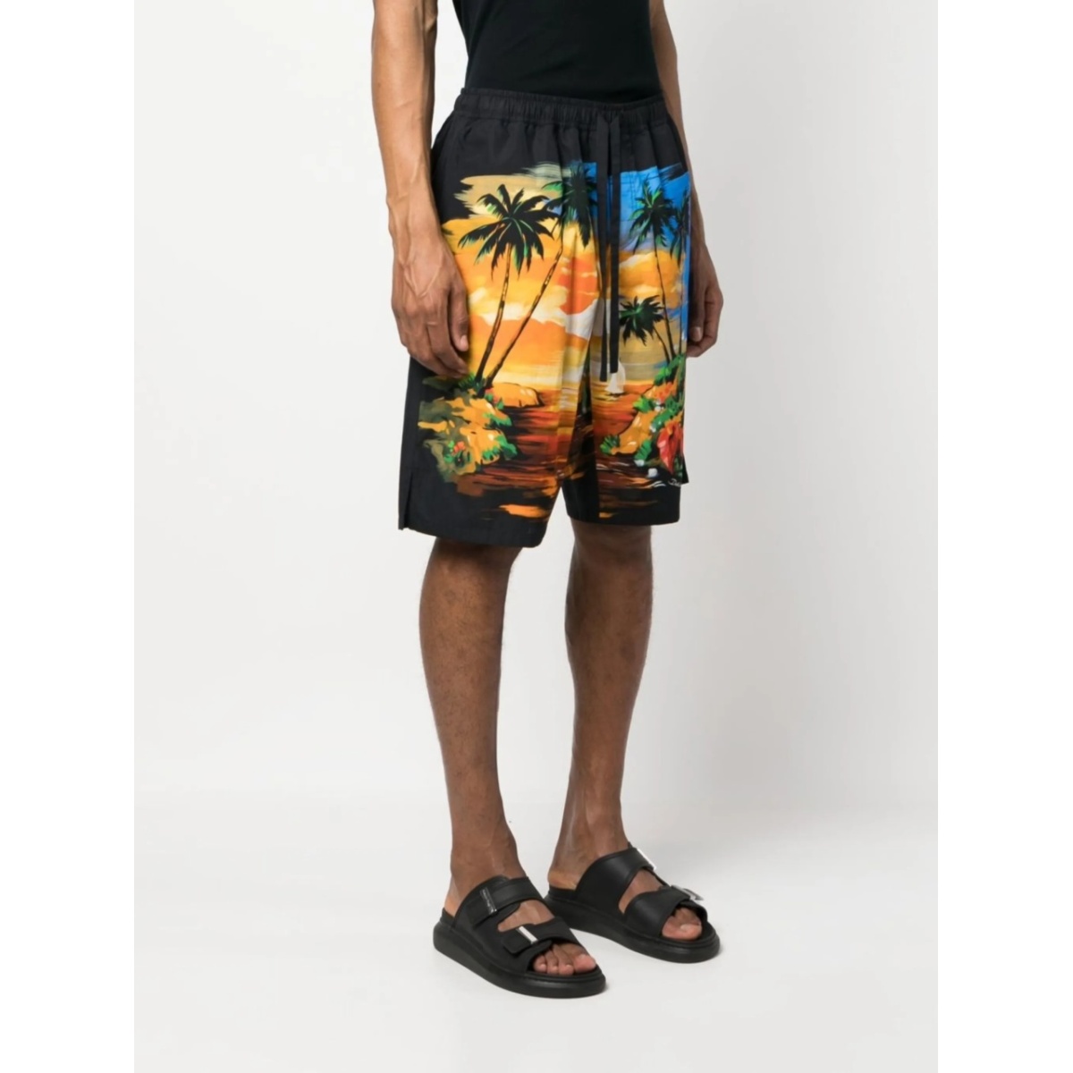 palm tree-print cotton shorts - Img 3