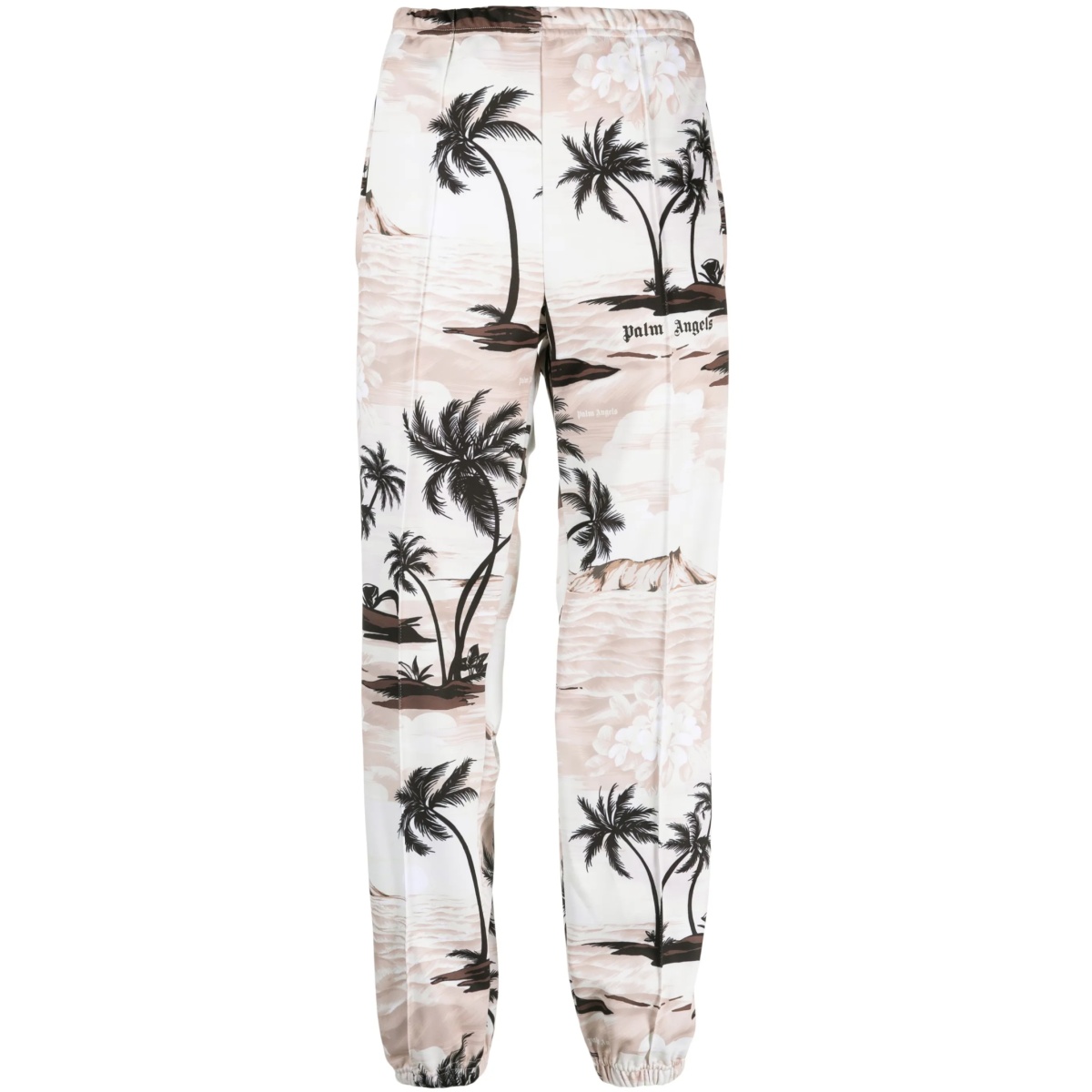 palm-tree print pressed-crease trousers