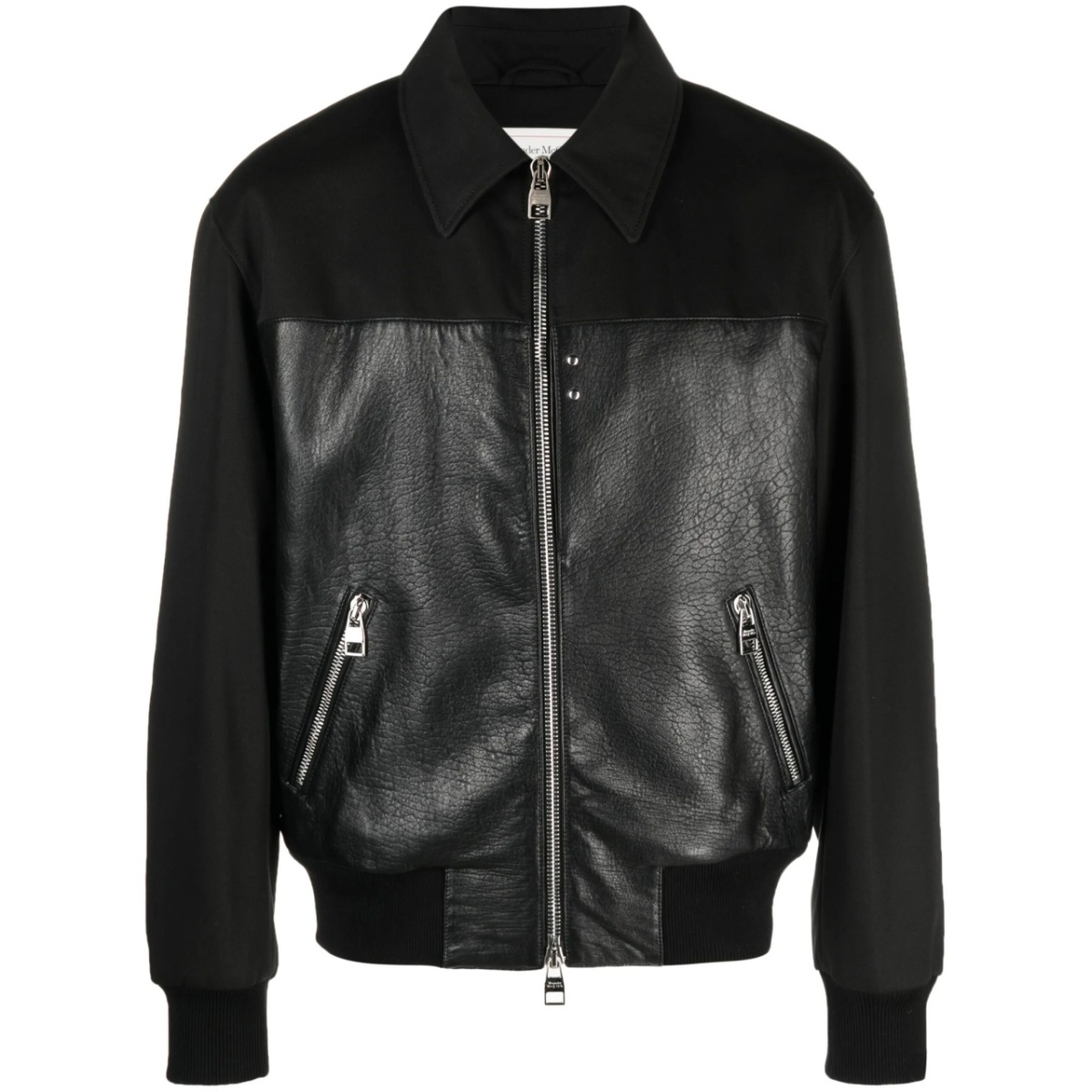 panelled zipped bomber jacket