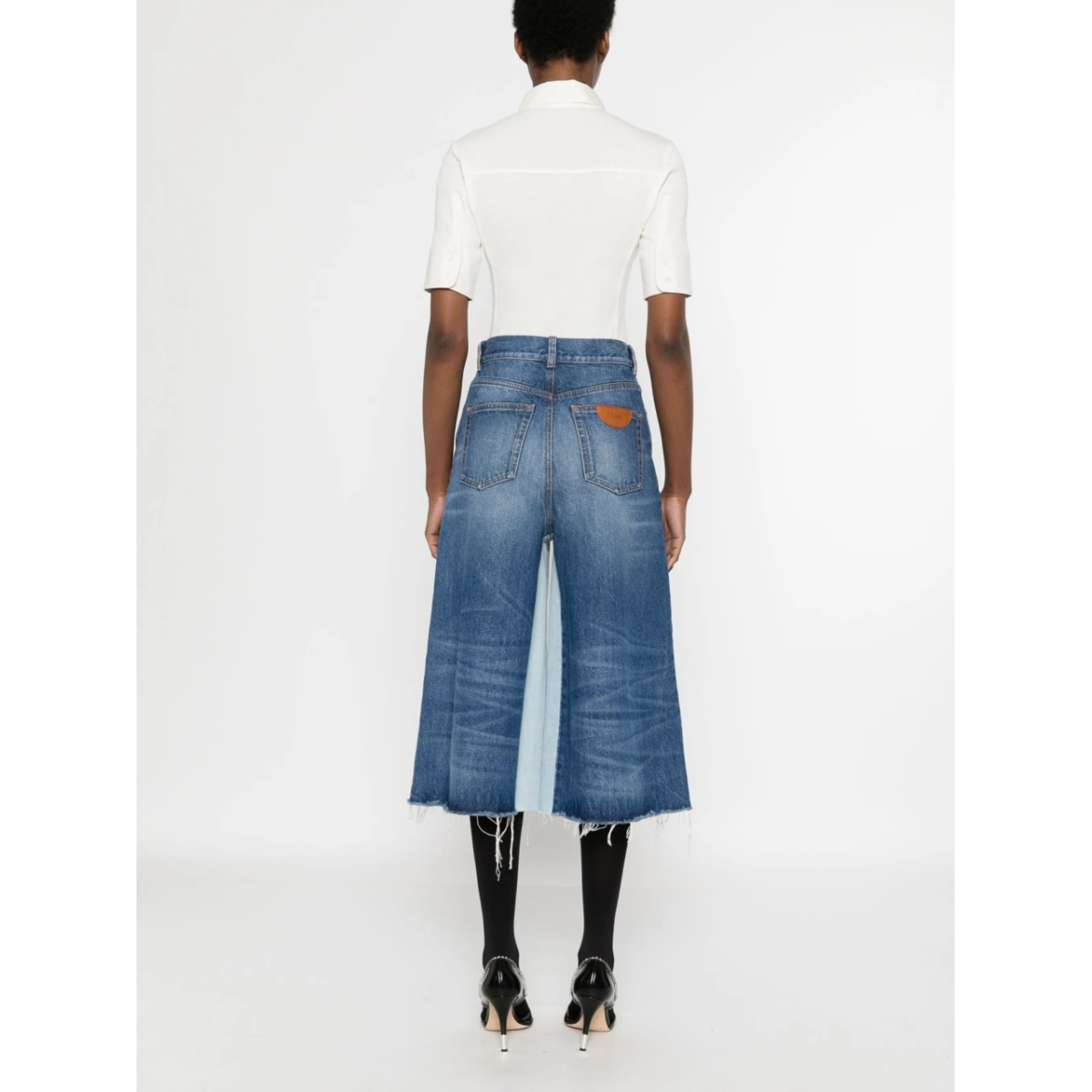 patchwork denim shorts - Img 4