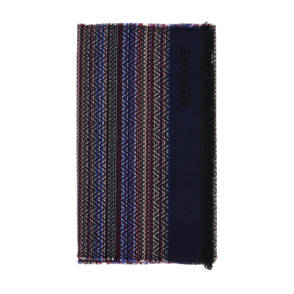 patterned fringed scarf