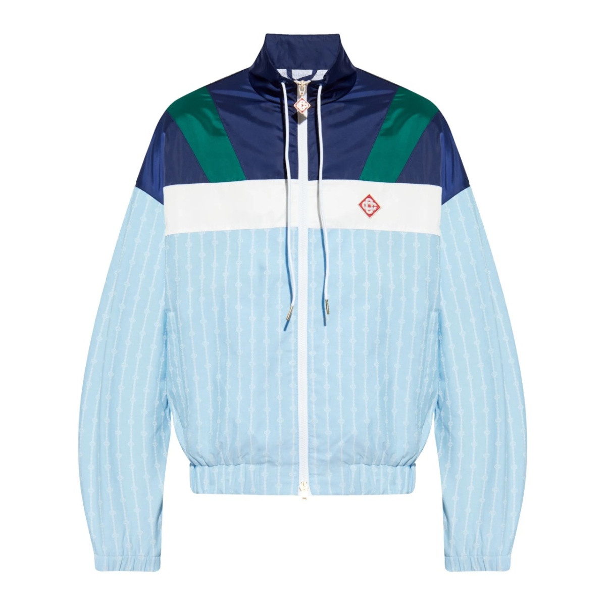 pinstripe-pattern track jacket