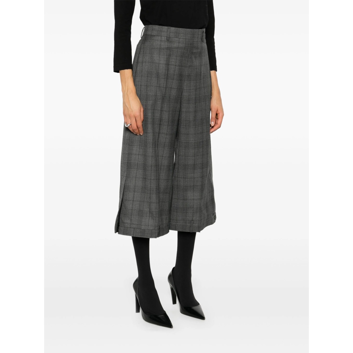 plaid-check cropped trousers - Img 3