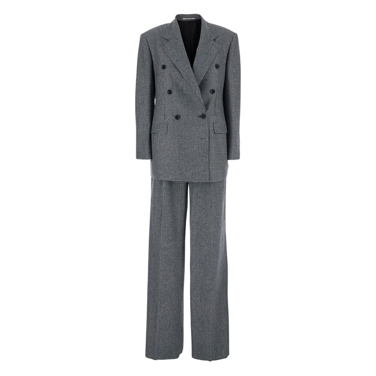 plaid-pattern double-breasted suit