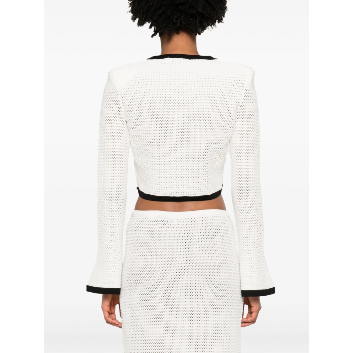 pointelle-knit cropped cardigan - Img 4