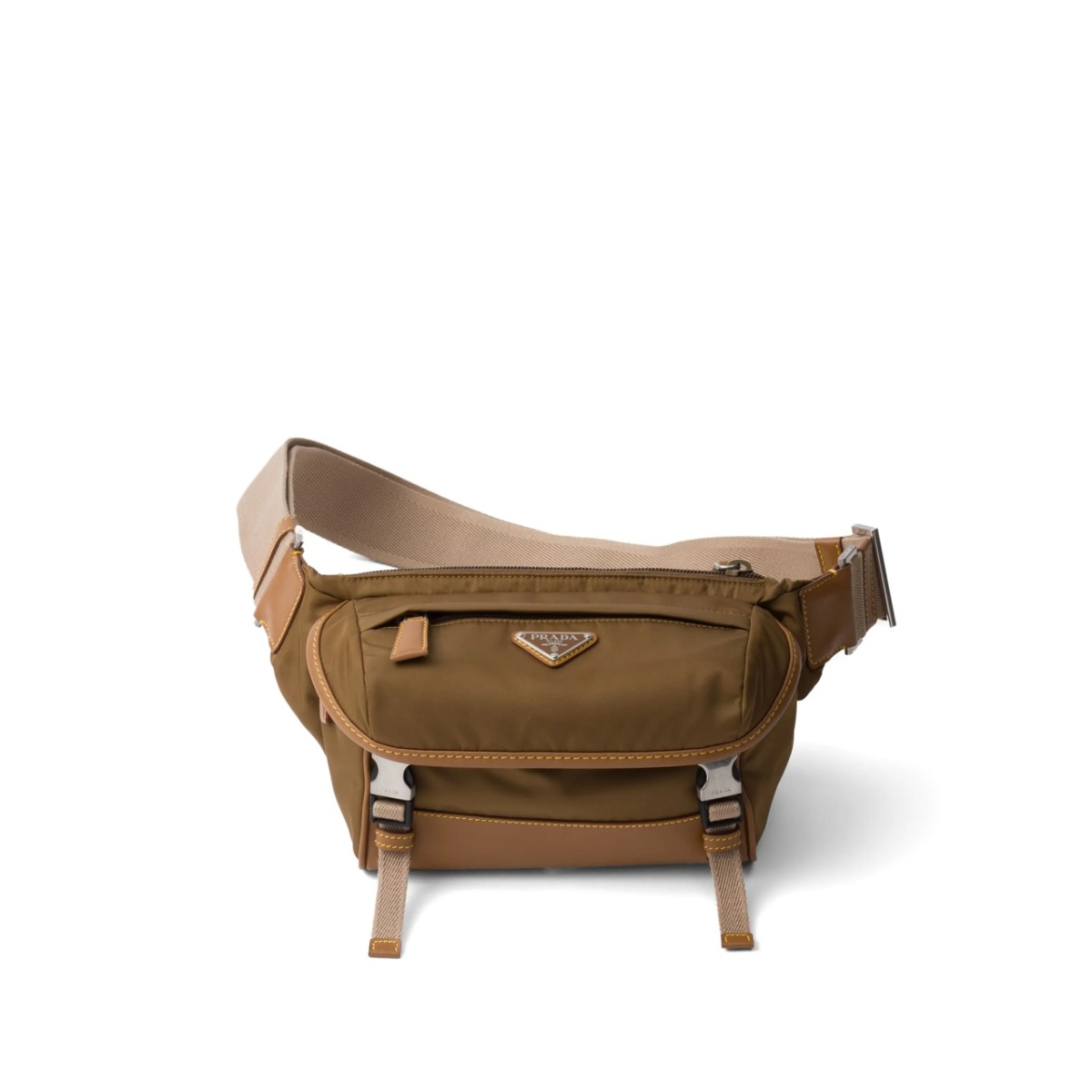 Re-Nylon and leather shoulder bag