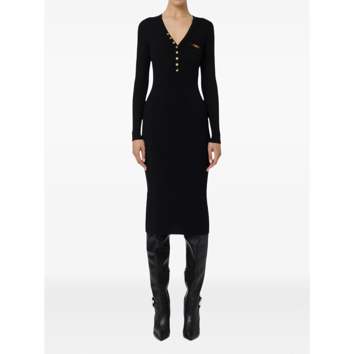 ribbed button-fastening midi dress - Img 2