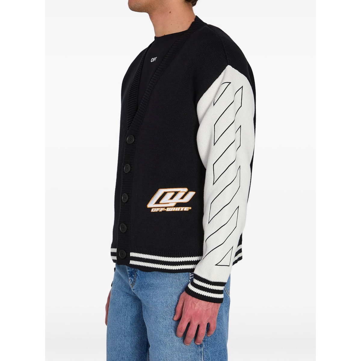 ribbed embroidery varsity cardigan - Img 3