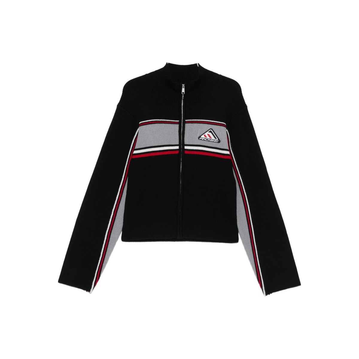 ribbed panelled zip-up jacket