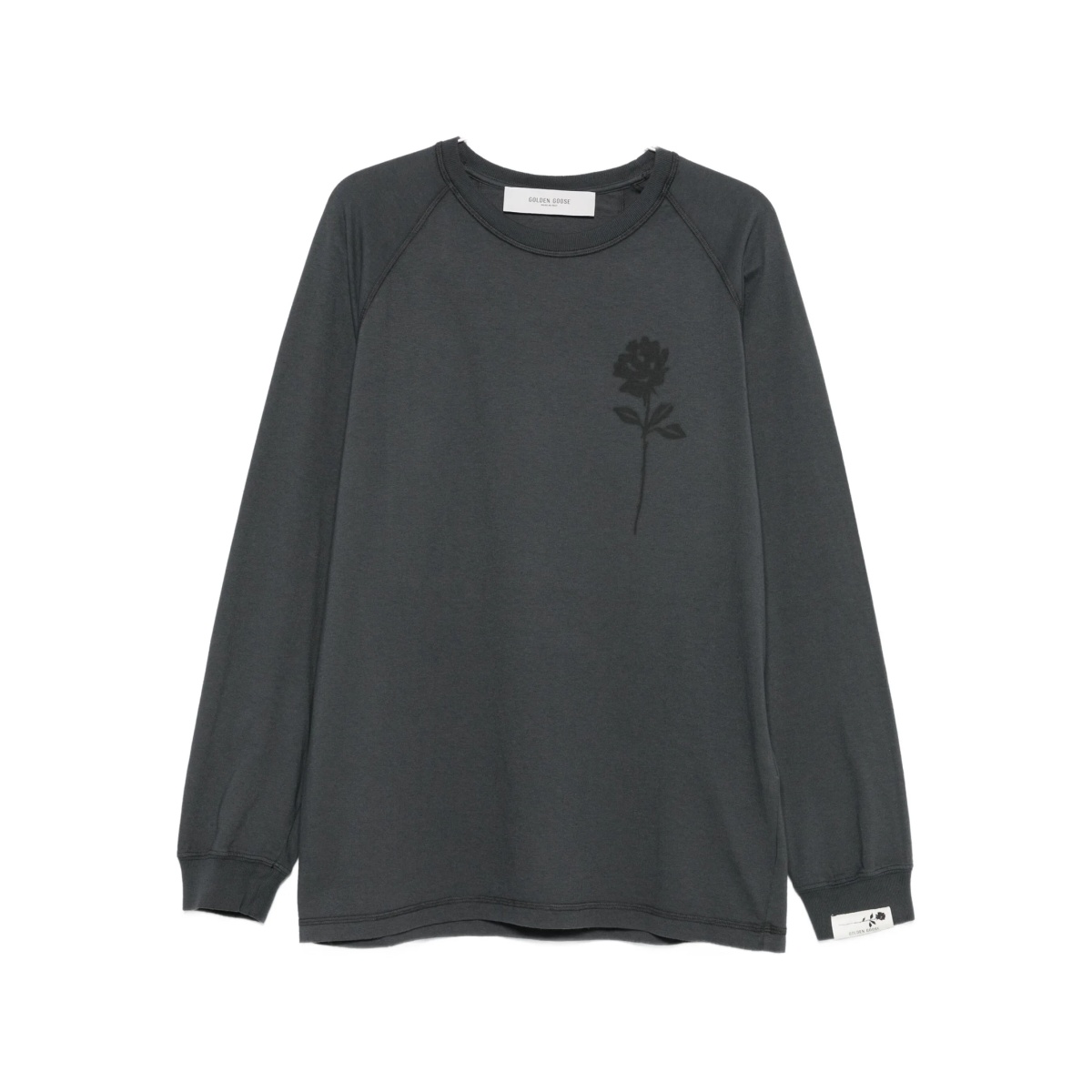 rose-print raglan T-shirt