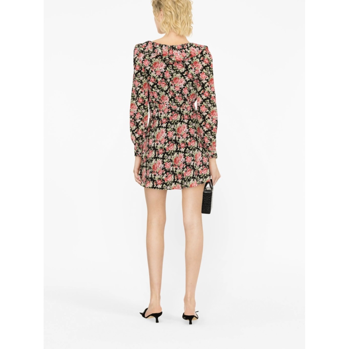 rose-print silk minidress - Img 3