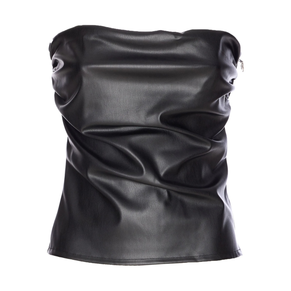 ruched zipped strapless vest