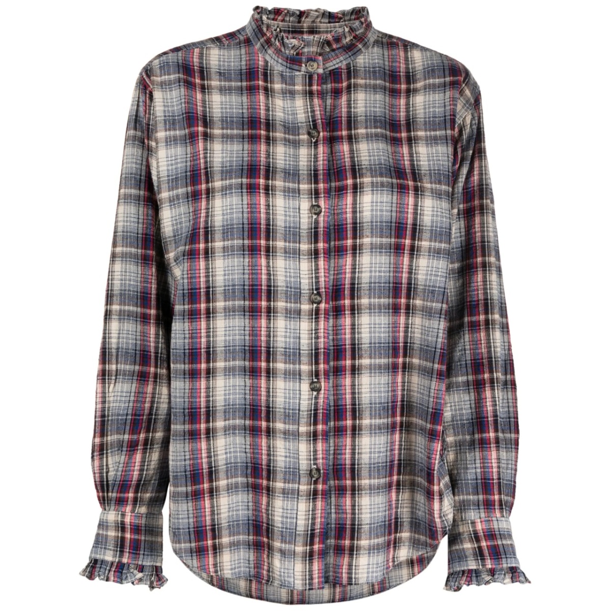 ruffle-trim checked shirt