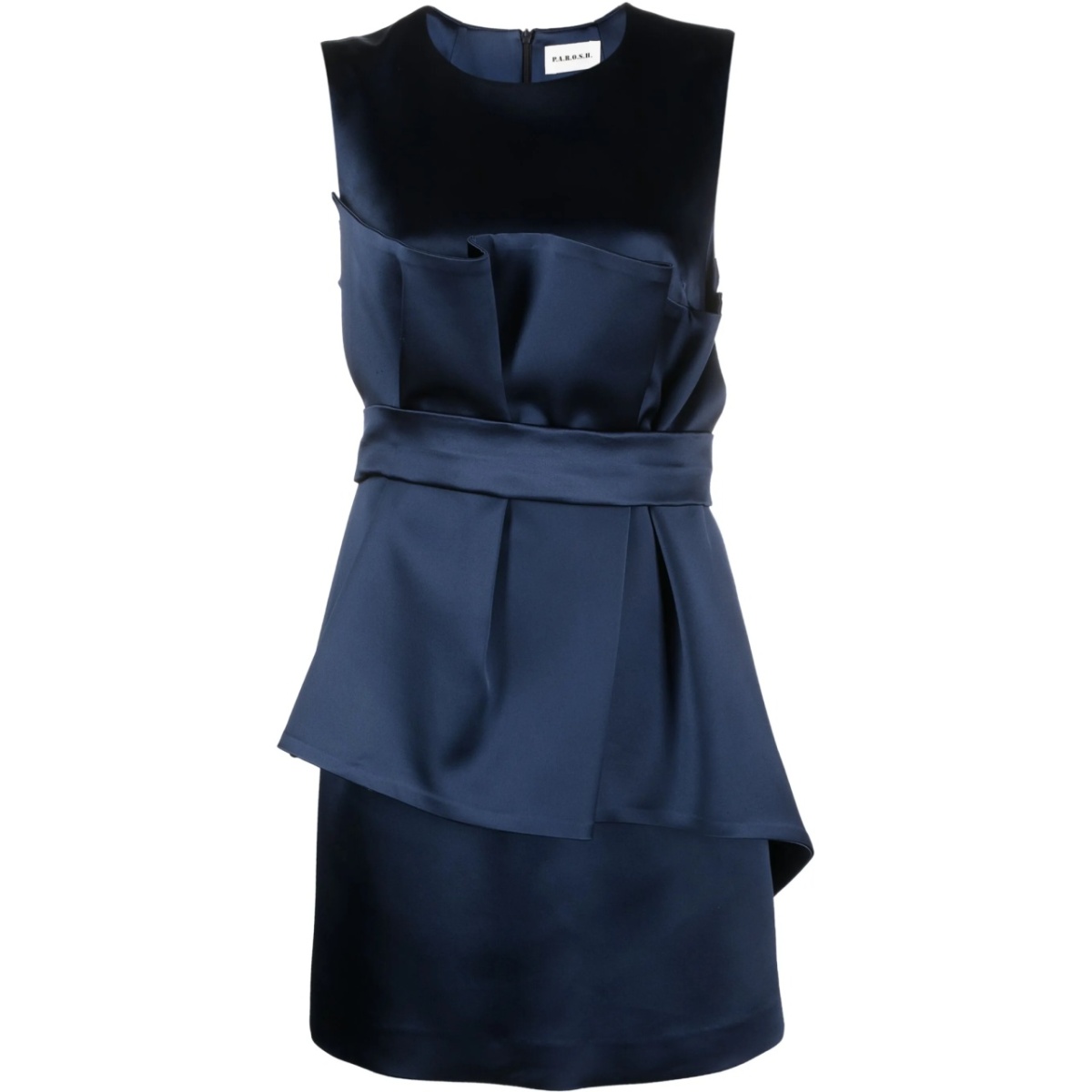 satin belted sleveless minidress