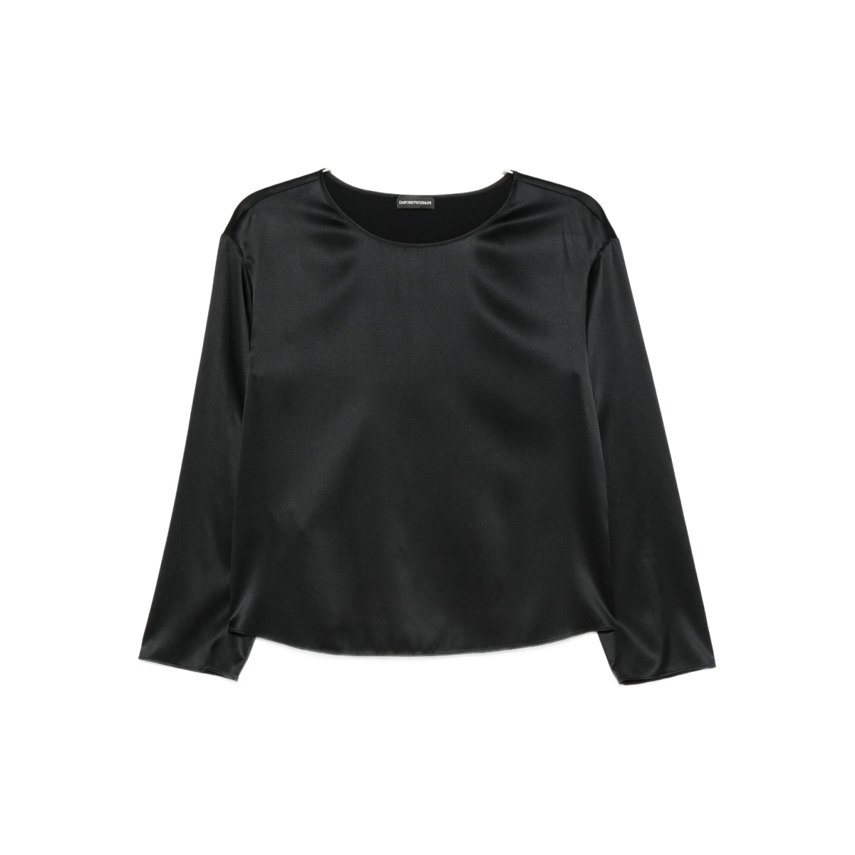 satin three-quarter-sleeve top