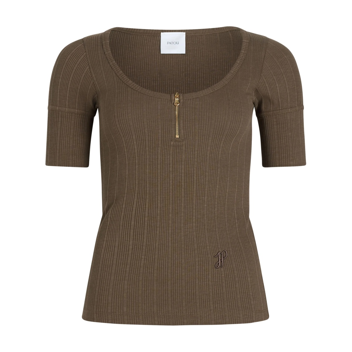 scoop-neck ribbed T-shirt