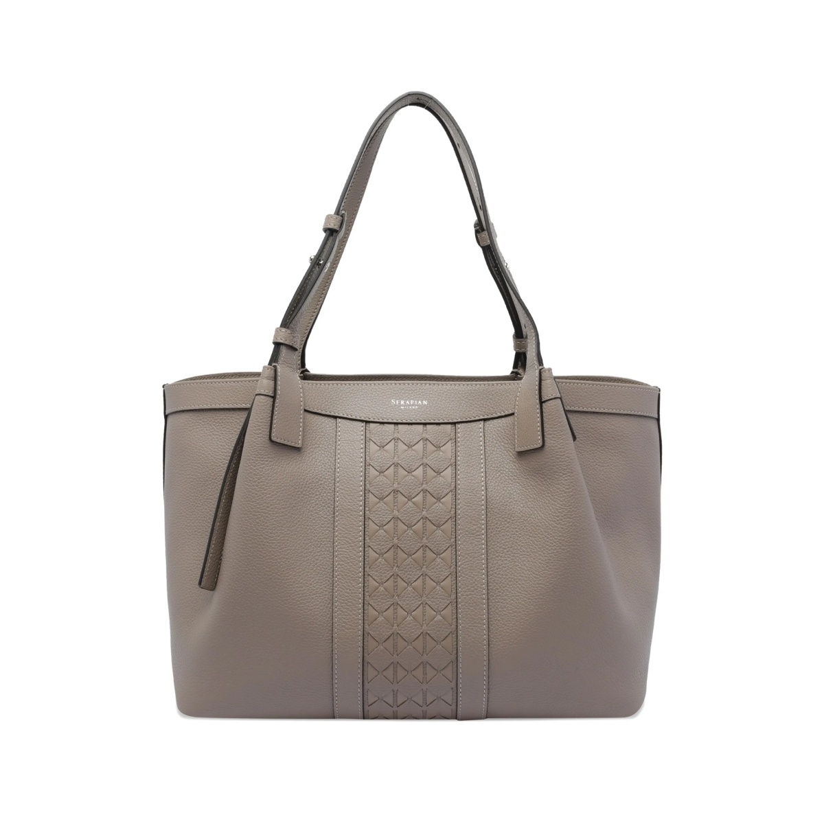 Serapian leather woven-detail shoulder bag