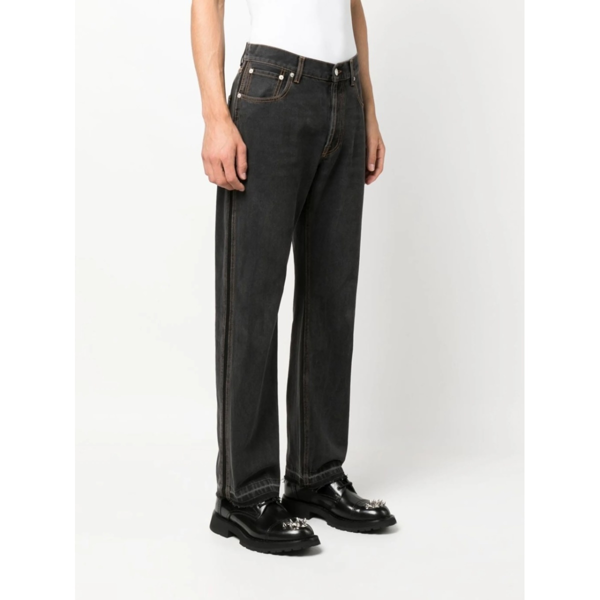 side stripe straight-leg jeans - Img 3