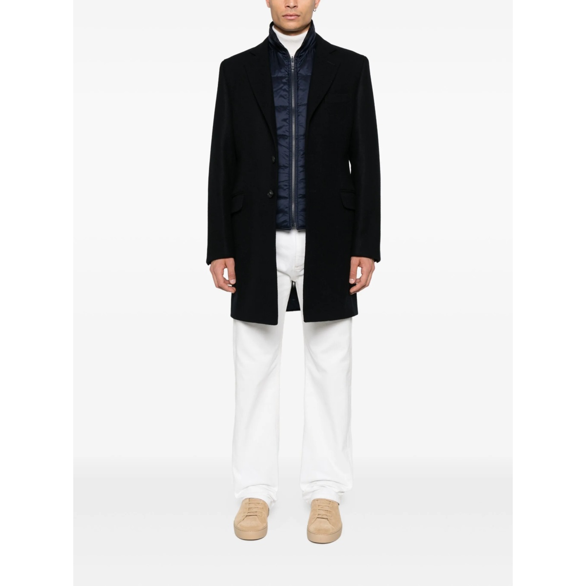 single-breasted layered coat - Img 2