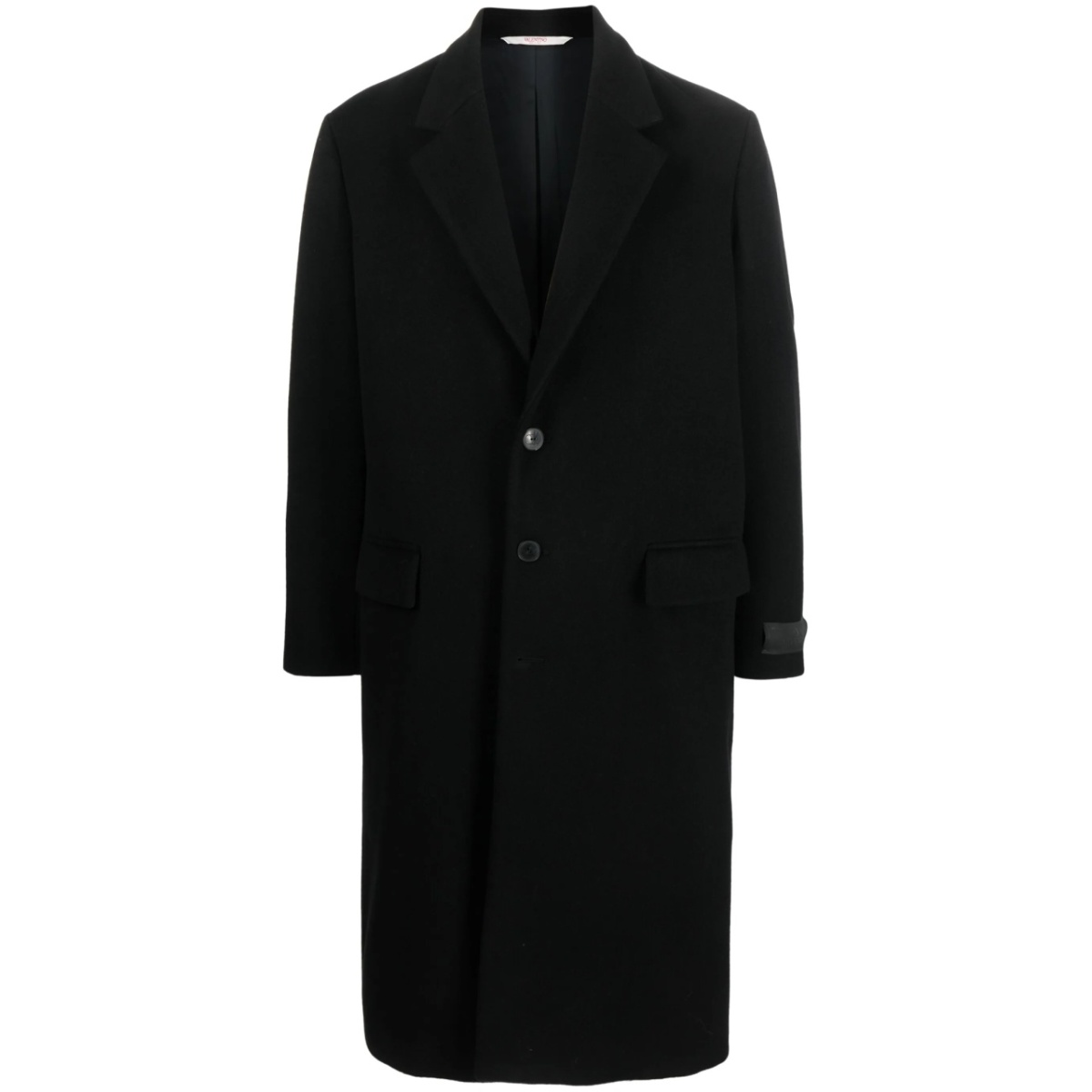 single-breasted wool-blend coat