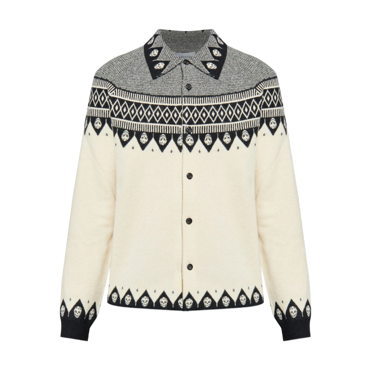 skull-motif wool cardigan