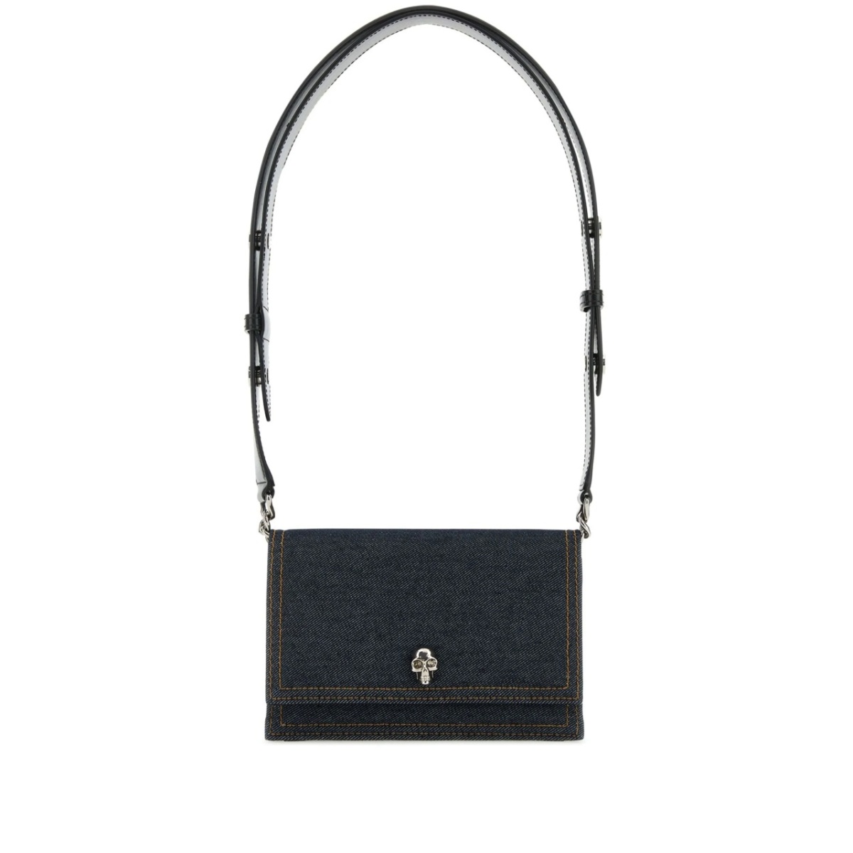 small Skull denim shoulder bag
