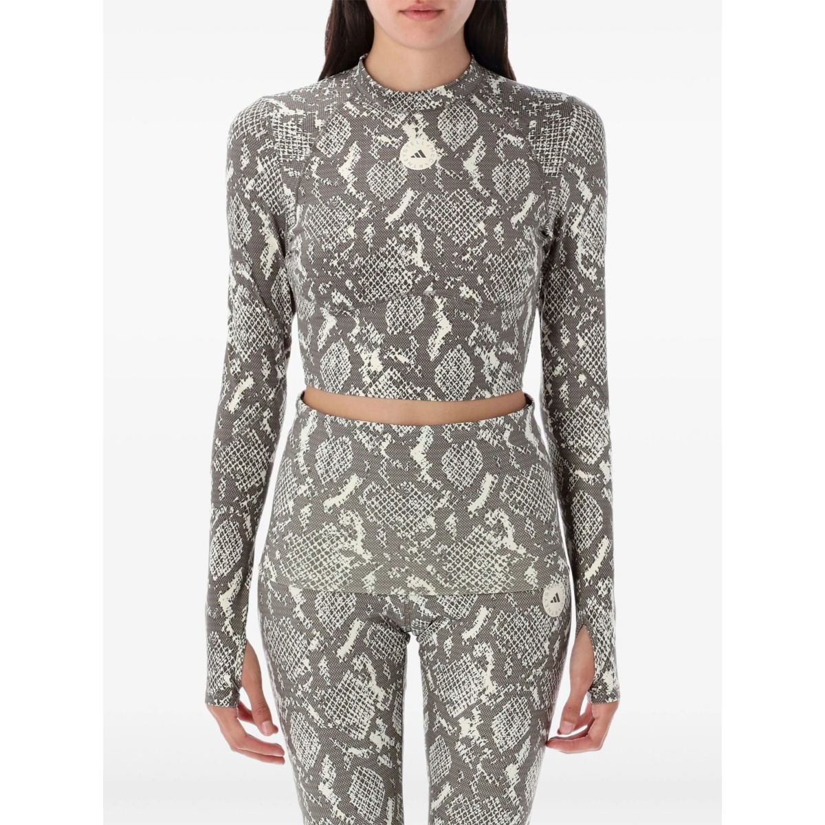 snake-print long-sleeve top