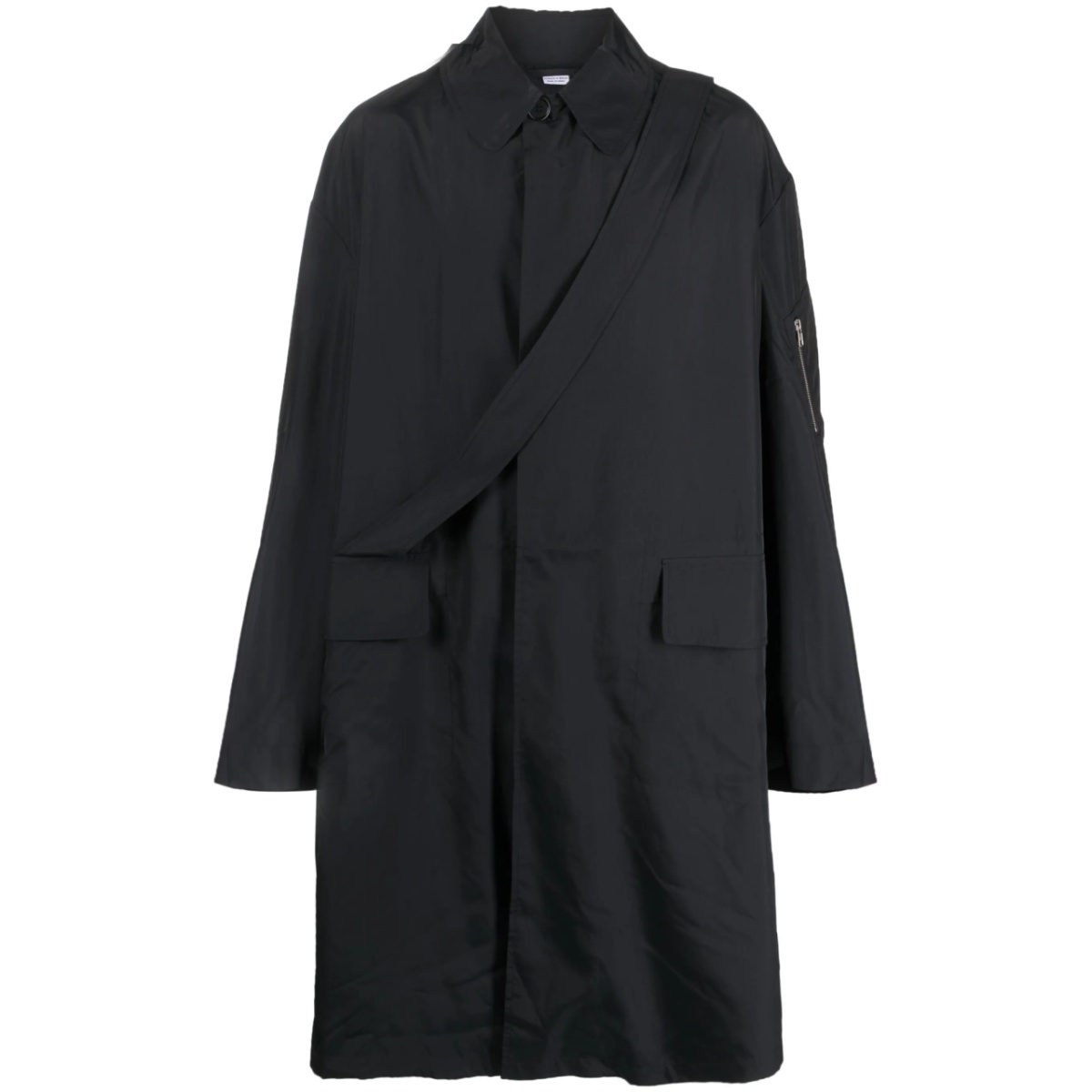 strap-detail midi raincoat