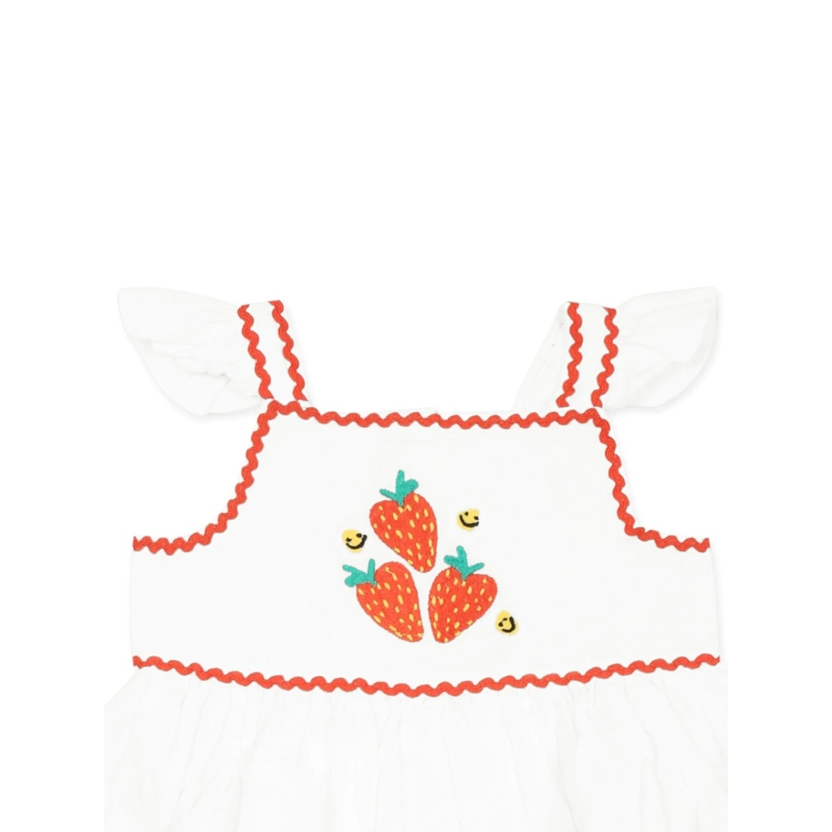 strawberry-embroidered cap-sleeves dress - Img 3