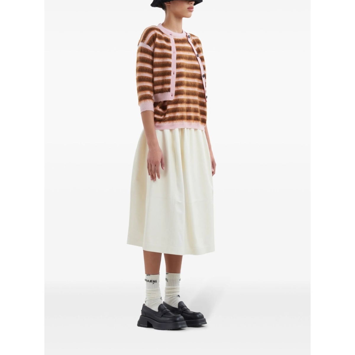 striped brushed wool cardigan - Img 2