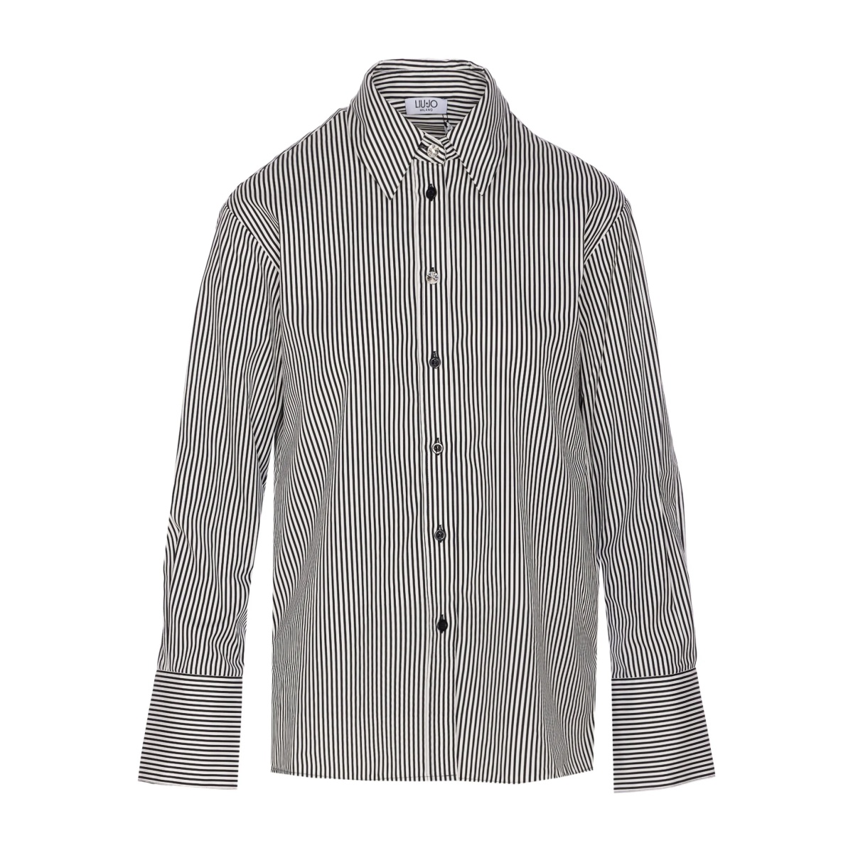 striped crystal-button shirt