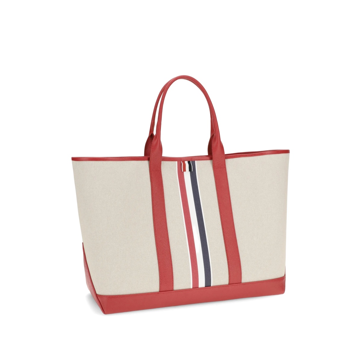 striped leather handles tote - Img 2