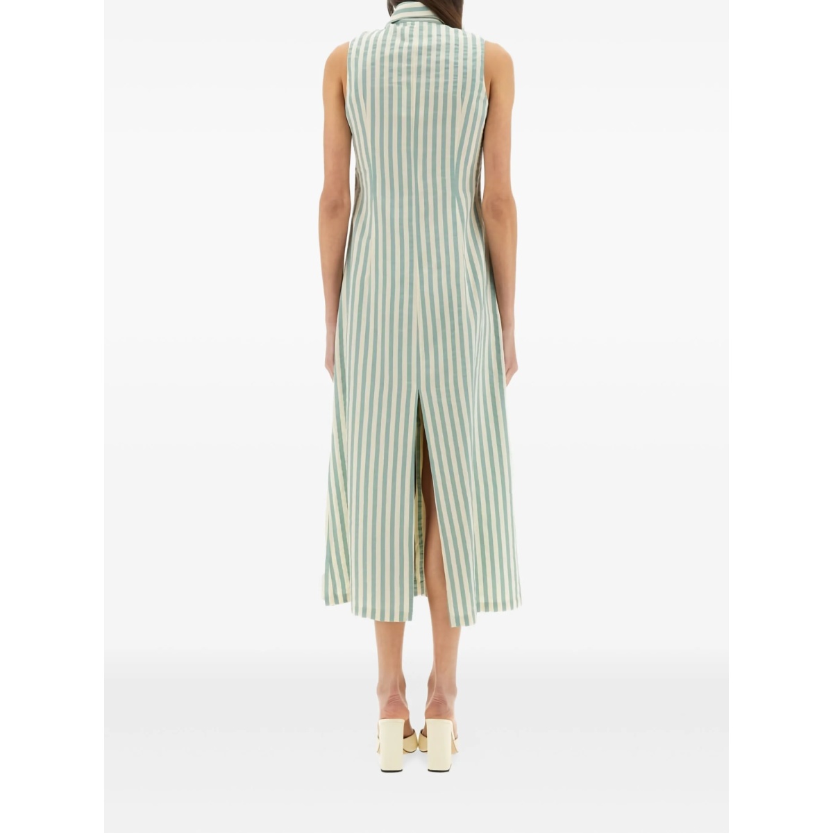 striped-pattern sleeveless midi dress - Img 3