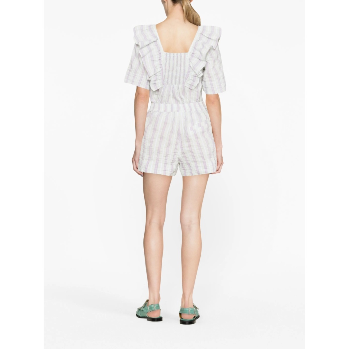 striped seersucker ruffle blouse - Img 3