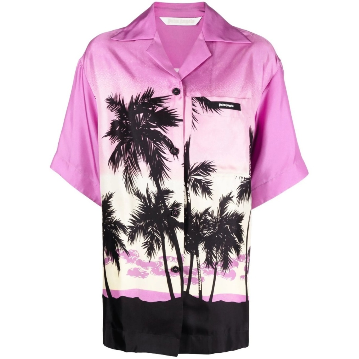 sunset-print bowling shirt