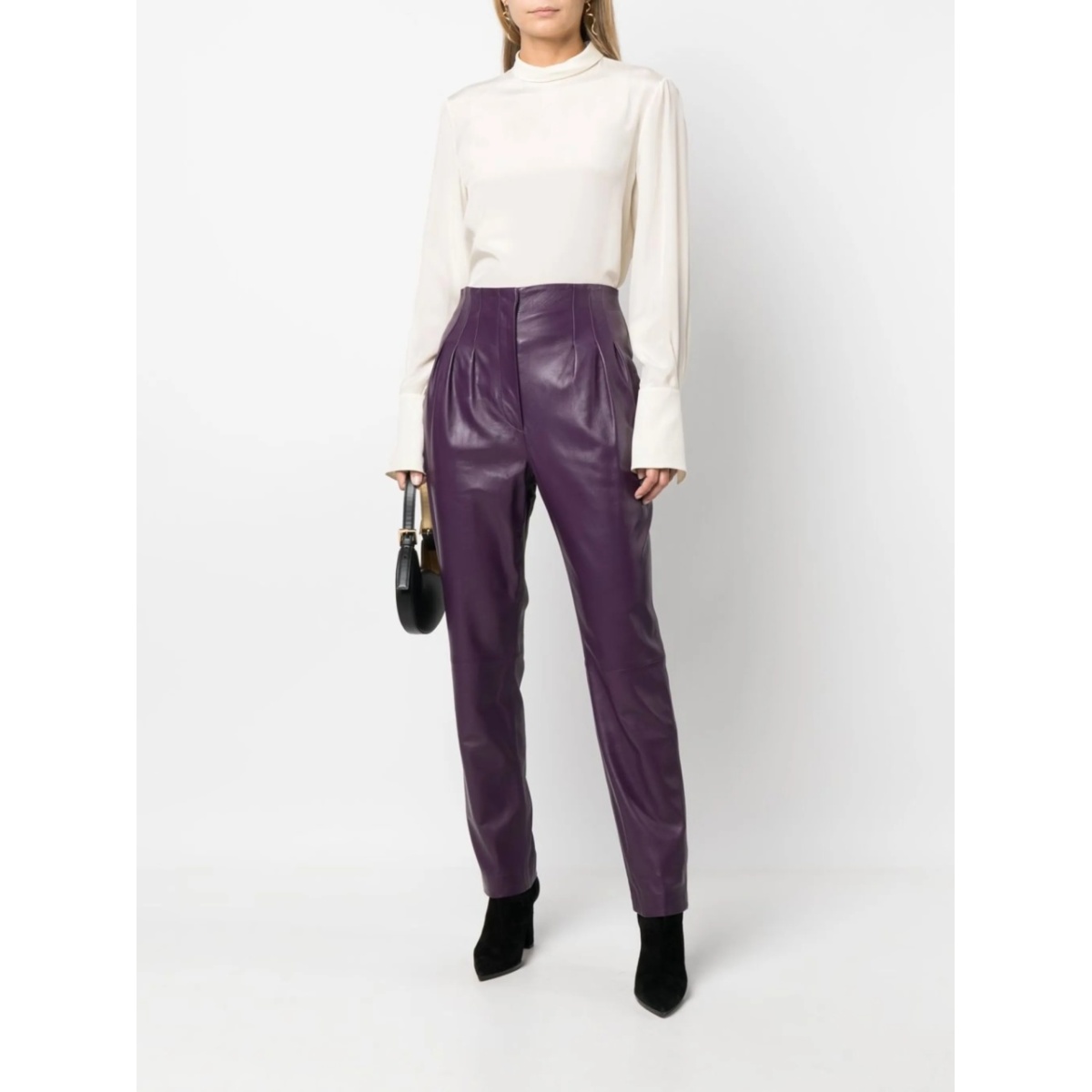 tapered-leg leather trousers - Img 2
