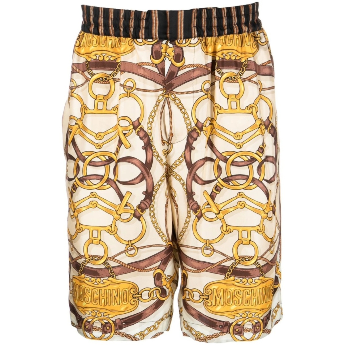 Teddy-print silk shorts