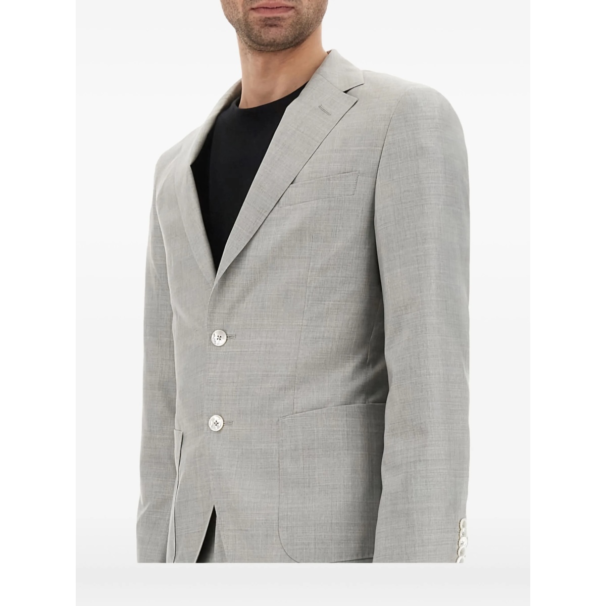 three-button wool-silk suit