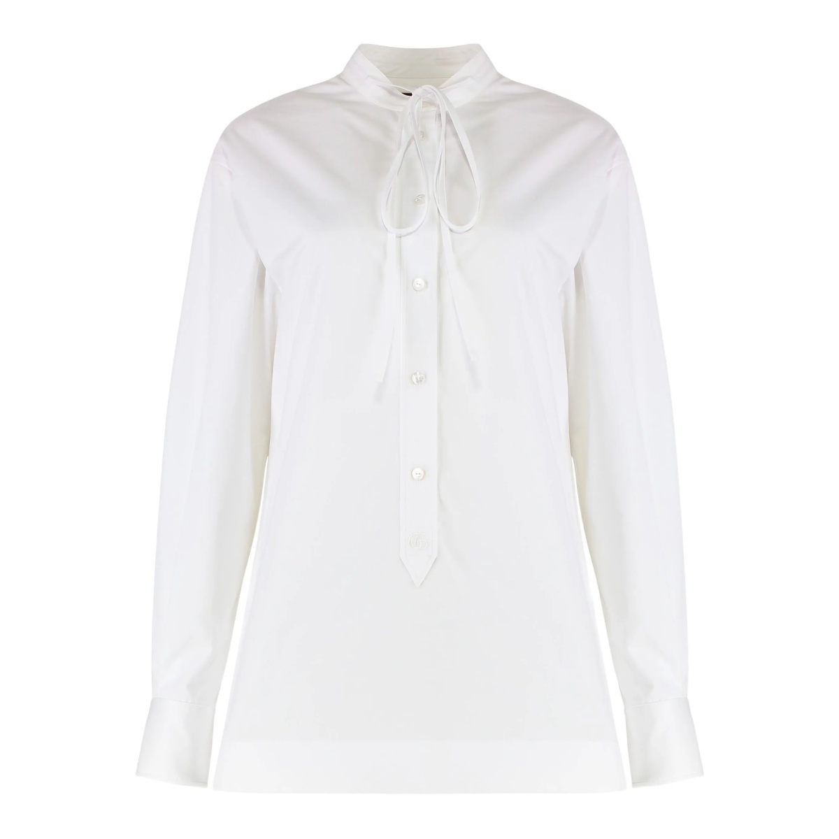 tie-neck poplin shirt