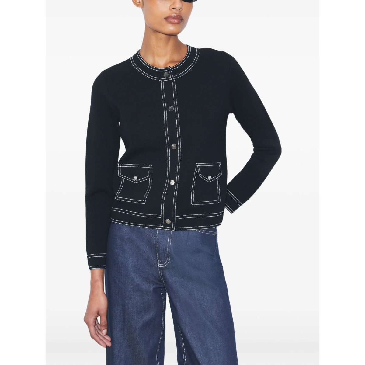 topstitch pocket cardigan - Img 4