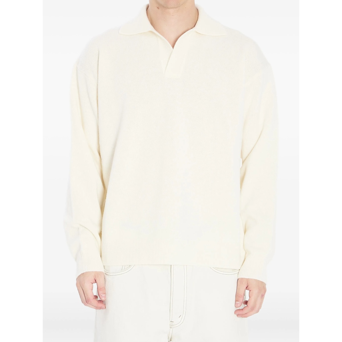 v-neck polo-collar sweater