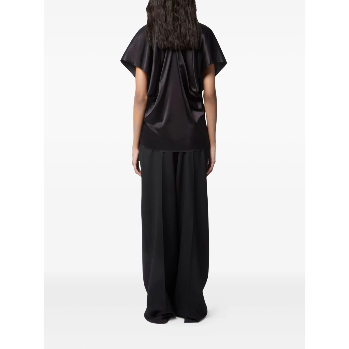 V-neck satin-silk top - Img 3
