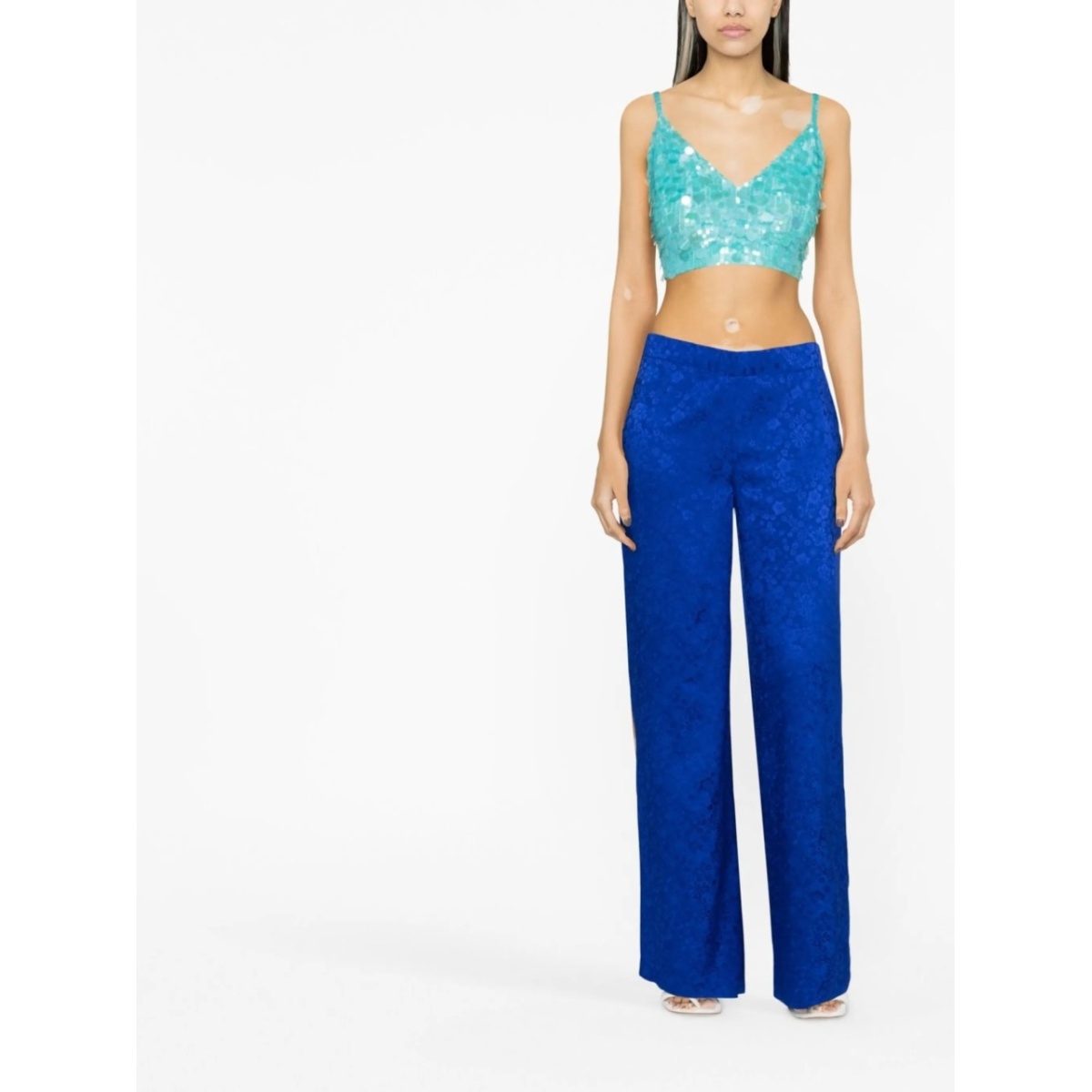 V-neck sequin embellished crop top - Img 2
